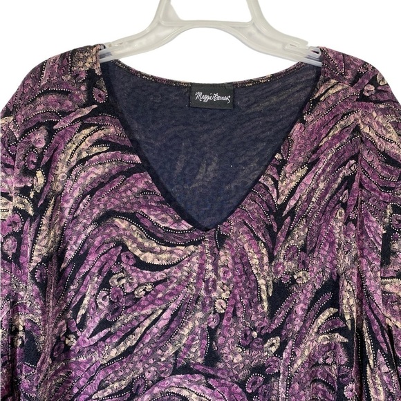 Maggie Barnes plus size 4X V-neck lightweight stretchy tunic pull-on top purple - Picture 2 of 5
